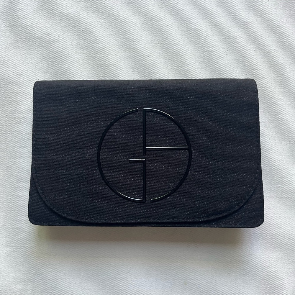 Giorgio Armani Beauty Black Makeup Bag Toiletry Cosmetic Case Evening Pouch
